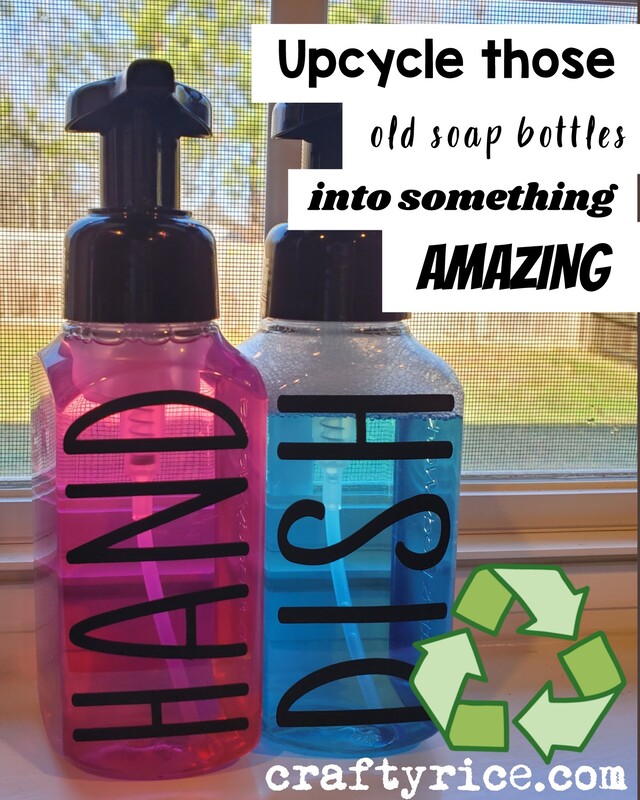 Crafty Rice - Take those Bath & Body Works soap pumps and transform them into a beautiful Rae Dunn Inspired soap dispenser for the kitchen or bathroom.
